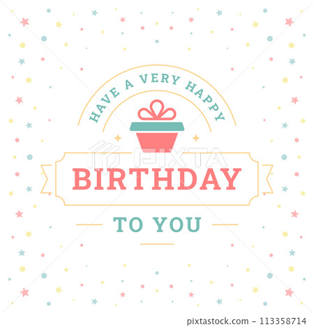 Birthday festive present congratulations greeting vintage social media post template vector flat 113358714