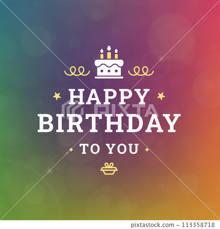 Happy birthday holiday cake with candle greeting vintage social media post template design vector 113358718