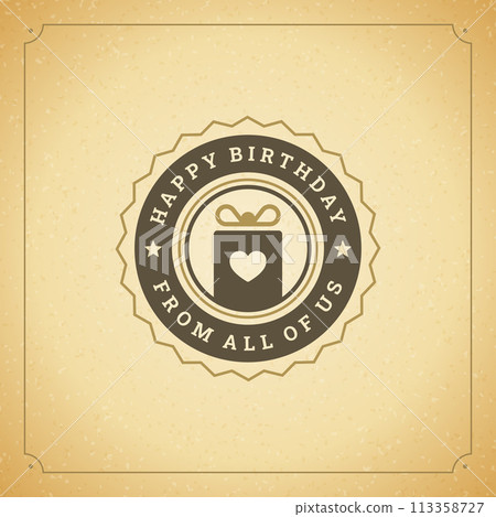 Happy birthday greeting gift box vintage social media post design template vector illustration 113358727