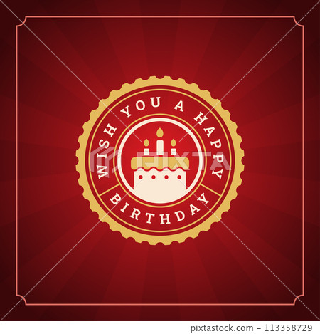 Happy birthday red vintage greeting card typographic template vector illustration 113358729
