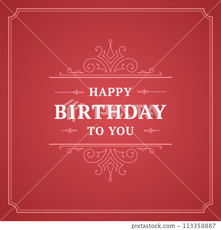 Happy birthday red antique ornate vintage greeting social media post template vector flat 113358887