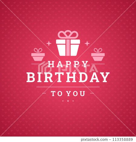 Happy birthday pink romantic present vintage greeting social media post template vector illustration 113358889