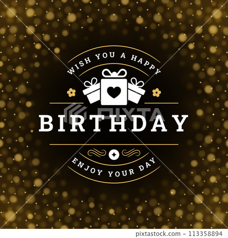 Happy birthday party holiday gift box vintage greeting social media post template design vector 113358894