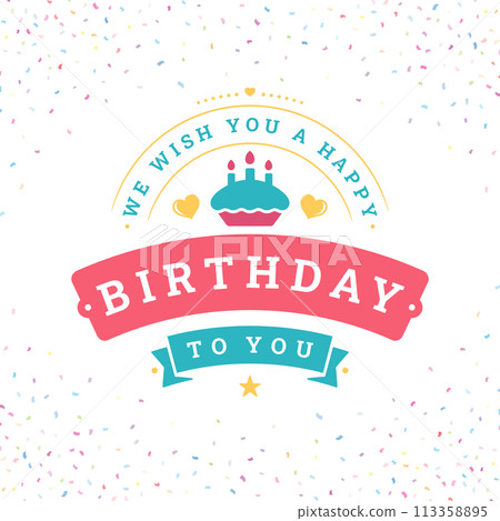 Happy birthday to you chocolate cake vintage greeting social media post template design vector flat 113358895