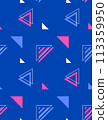 Blue and pink retro pop triangle pattern 113359950