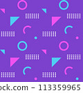 Purple retro pop triangle pattern 113359965
