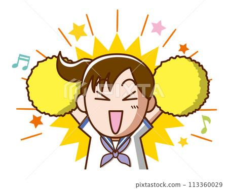 Girls cheering enthusiastically (sailor suits, summer clothes) Girls cheering enthusiastically (sailor suits, summer clothes) 113360029