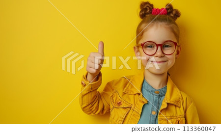 Cute girl showing thumb up 113360047