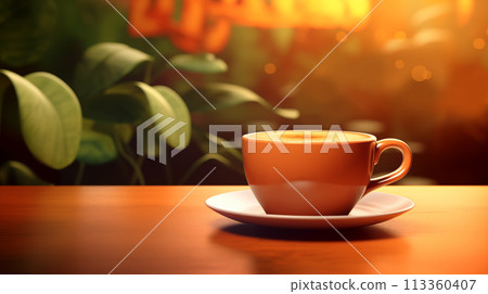 手绘香浓的咖啡温馨的背景上插画 113360407