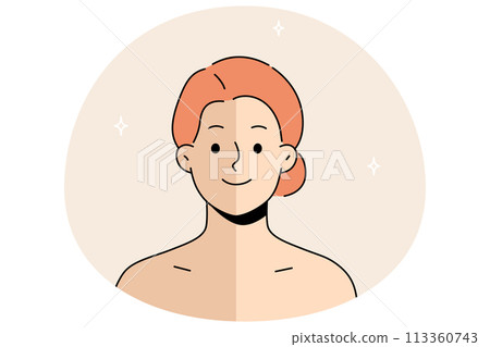 Woman with half pace natural and tanned 113360743