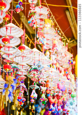 Beautiful streetscape of Hoi An in Vietnam, famous for its lanterns 113360885