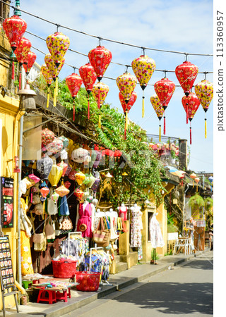 Beautiful streetscape of Hoi An in Vietnam, famous for its lanterns Beautiful streetscape of Hoi An in Vietnam, famous for its lanterns 113360957