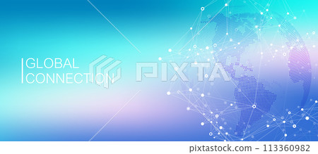 Global network connection banner design template. Header social network communication in the global business concept. Big data visualization. Internet technology 113360982