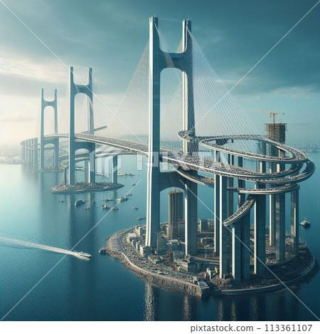 夕陽照亮的橋樑(AI 生成) 夕陽照亮的橋樑(AI 生成) 113361107