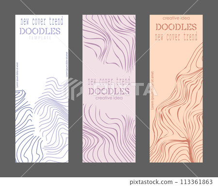 Scribbles. Template for abstract trending covers, banners, posters, brochures, magazines. Modern creative catalog idea, interior and decor design Scribbles. Template for abstract trending covers, banners, posters, brochures, magazines. Modern creative catalog idea, interior and decor design 113361863