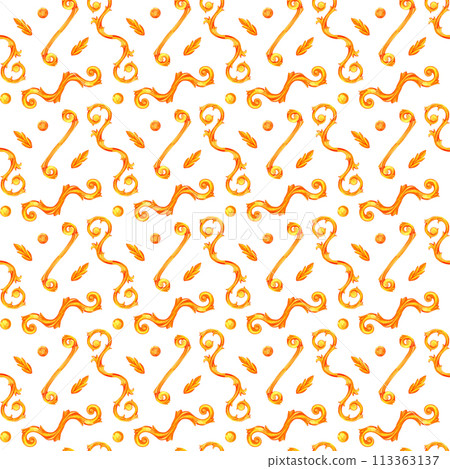 monogram seamless pattern, twisted drawn in watercolor for invitations 113363137
