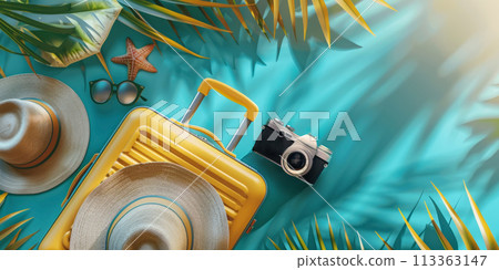 A set of essentials for a summer trip 113363147