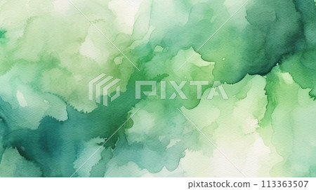 Watercolor abstract background white green illustration 113363507