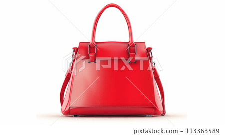 Bright red Fashionable Handbag on White Bright red Fashionable Handbag on White 113363589
