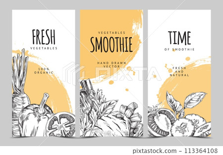 Organic smoothie banners vector set 113364108