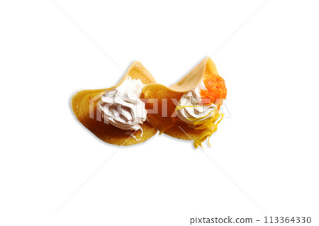 Thai Crispy Pancake (Kanom Buang) isolated on white background Thai Crispy Pancake (Kanom Buang) isolated on white background 113364330