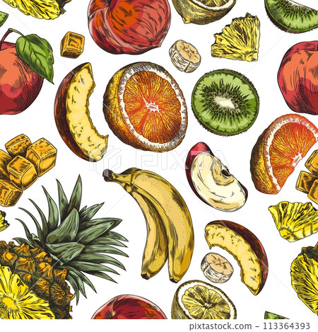 Colorful fruits collection vector illustration Colorful fruits collection vector illustration 113364393
