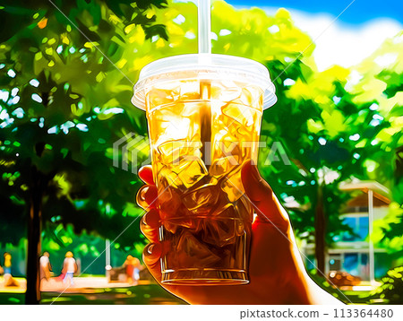 Ice drink in a park in midsummer 113364480