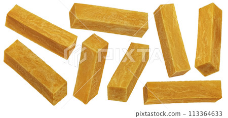 Sweet potato sticks isolated on white background with clipping path, full depth of field 113364633