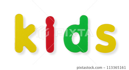 kids word in coloured magnetic letters kids word in coloured magnetic letters 113365161