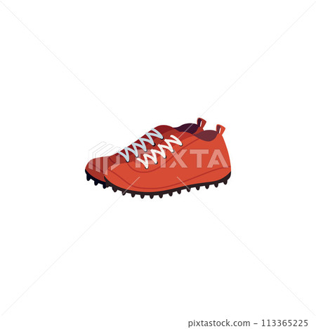 Vector sports illustration with professional running shoes and equipment for American football isolated on a white background 113365225