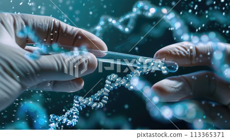 A meticulous process of adding a DNA sample to a sequencing machine, showcasing biotechnology A meticulous process of adding a DNA sample to a sequencing machine, showcasing biotechnology 113365371