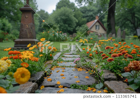 A Vibrant Garden Brimming With Colorful Flowers Generative AI 113365741