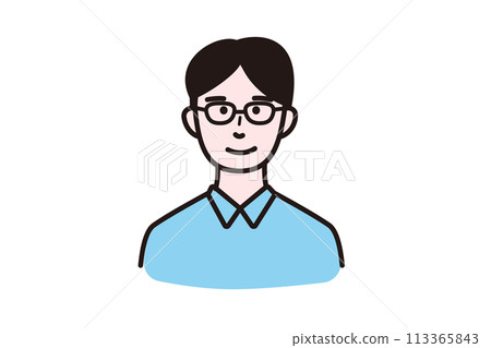 Illustration of a man wearing glasses Illustration of a man wearing glasses 113365843