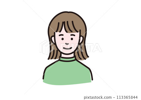 Illustration of the upper body of a smiling young woman Illustration of the upper body of a smiling young woman 113365844