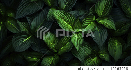 Background of green leaves in dark colors for natural background and wallpaper. Background of green leaves in dark colors for natural background and wallpaper. 113365958
