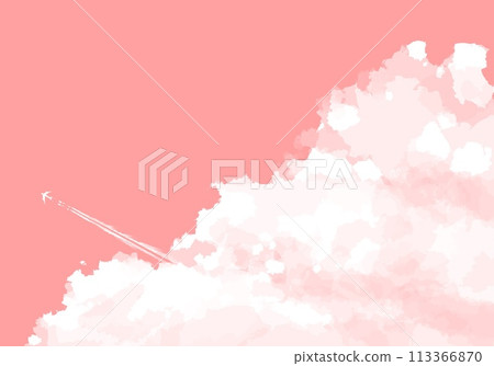 天空中漂浮的巨大雲朵和尾跡的簡單插圖 113366870