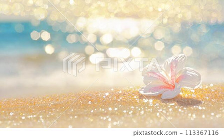 Sparkling tropical beach, ocean image background (AI generated material) 113367116