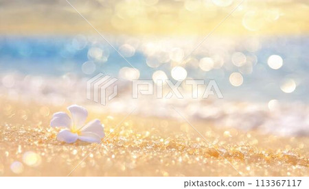 Sparkling tropical beach, ocean image background (AI generated material) 113367117