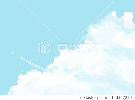 天空中漂浮的巨大雲朵和尾跡的簡單插圖 天空中漂浮的巨大雲朵和尾跡的簡單插圖 113367239