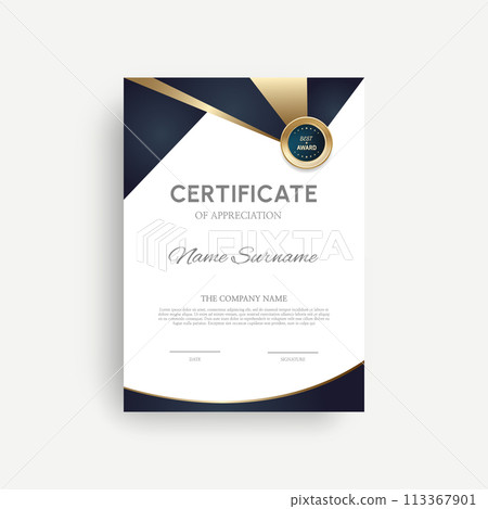 Certificate of completion design. Certificate of achievement, education, award, scholarship, bachelor degree, diploma 113367901