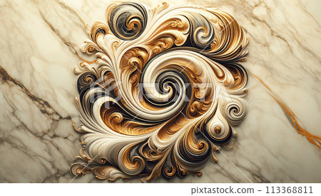 abstract background that features a marble texture with swirling patterns of gold and ivory 113368811