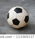 Dirty Soccer Ball Isolated on Outdoor Background 113369137