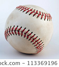 Well Used Baseball Ball on White Background 113369196