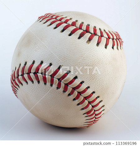 Well Used Baseball Ball on White Background Well Used Baseball Ball on White Background 113369196