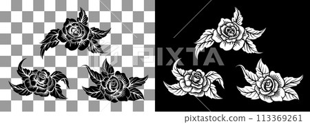 Roses Rose Tattoo Engraved Woodcut Etching Designs 113369261