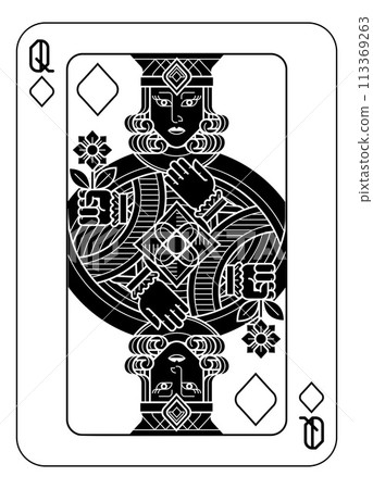 Playing Cards Deck Pack Queen Of Diamonds Design 113369263