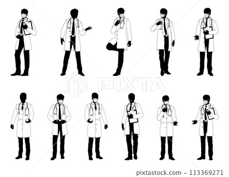 Doctor Men Medical People Silhouette Set Doctor Men Medical People Silhouette Set 113369271