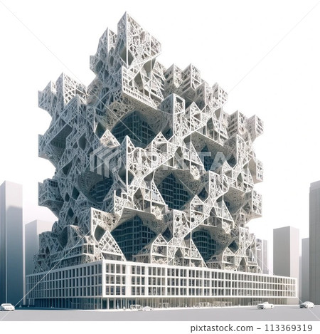 Otherworldly space extraterrestrial life structure monotone illustration 113369319