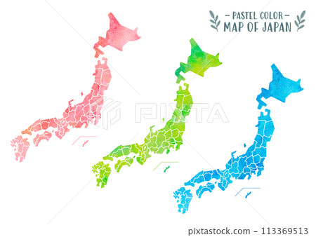 水彩向量日本地圖集(垃圾紋理) 水彩向量日本地圖集(垃圾紋理) 113369513