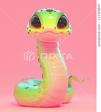 2025 A 3D cute cartoonish green and pink snake with big eyes 2025 A 3D cute cartoonish green and pink snake with big eyes 113369647